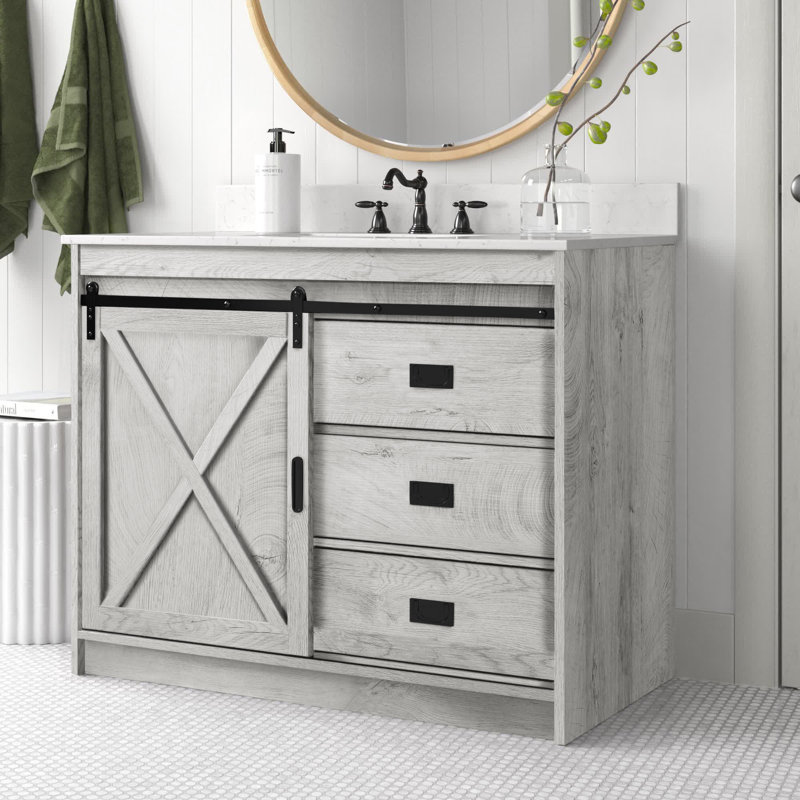 Sand & Stable Jillian 42'' Freestanding Single Bathroom Vanity with Engineered Stone Vanity Top